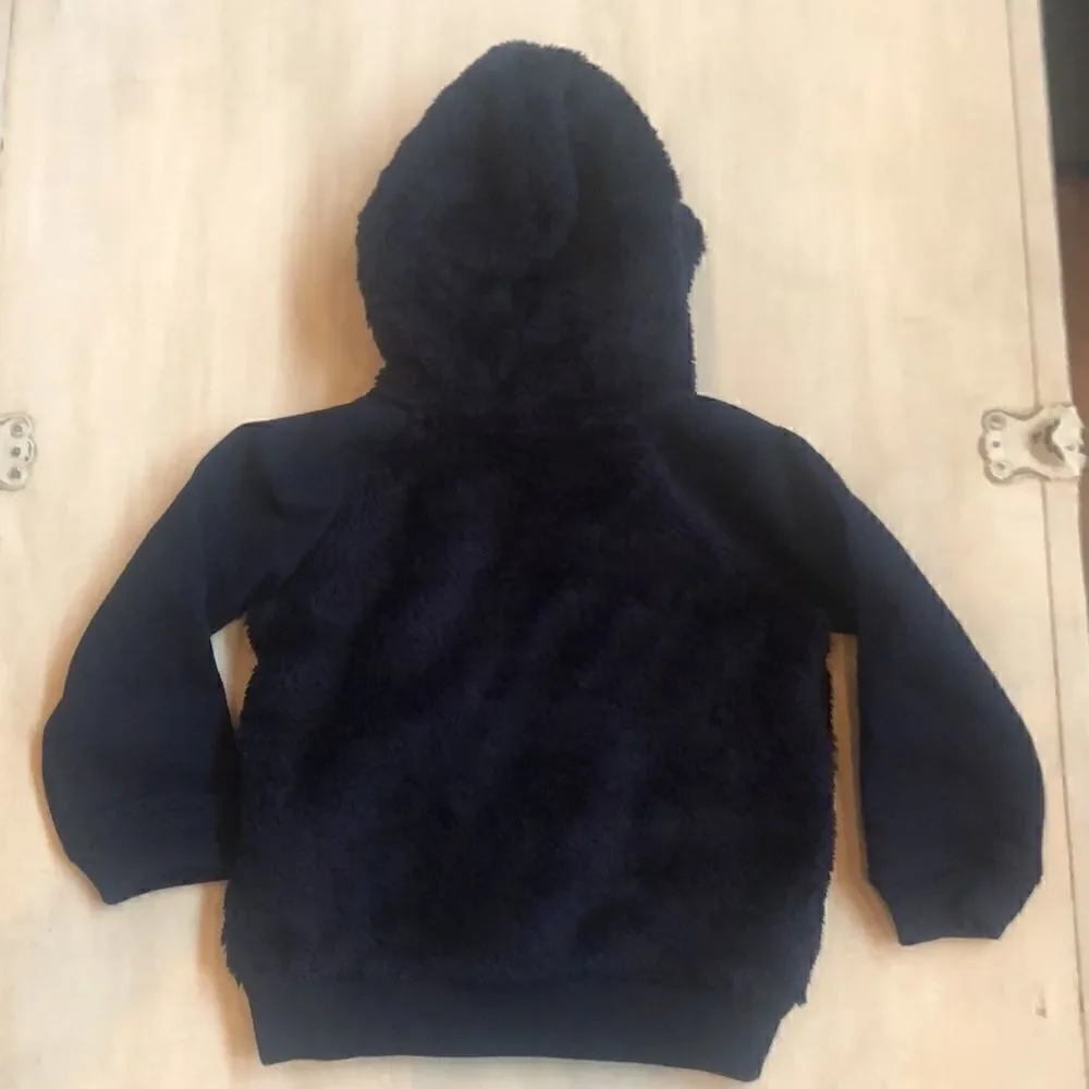 NWT Baby gap navy blue bear cozy lined hoodie